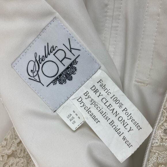 Stella York Wedding Dress US 6 Cream Gown Sweetheart Neck Strapless Lace Flare - Picture 5 of 16